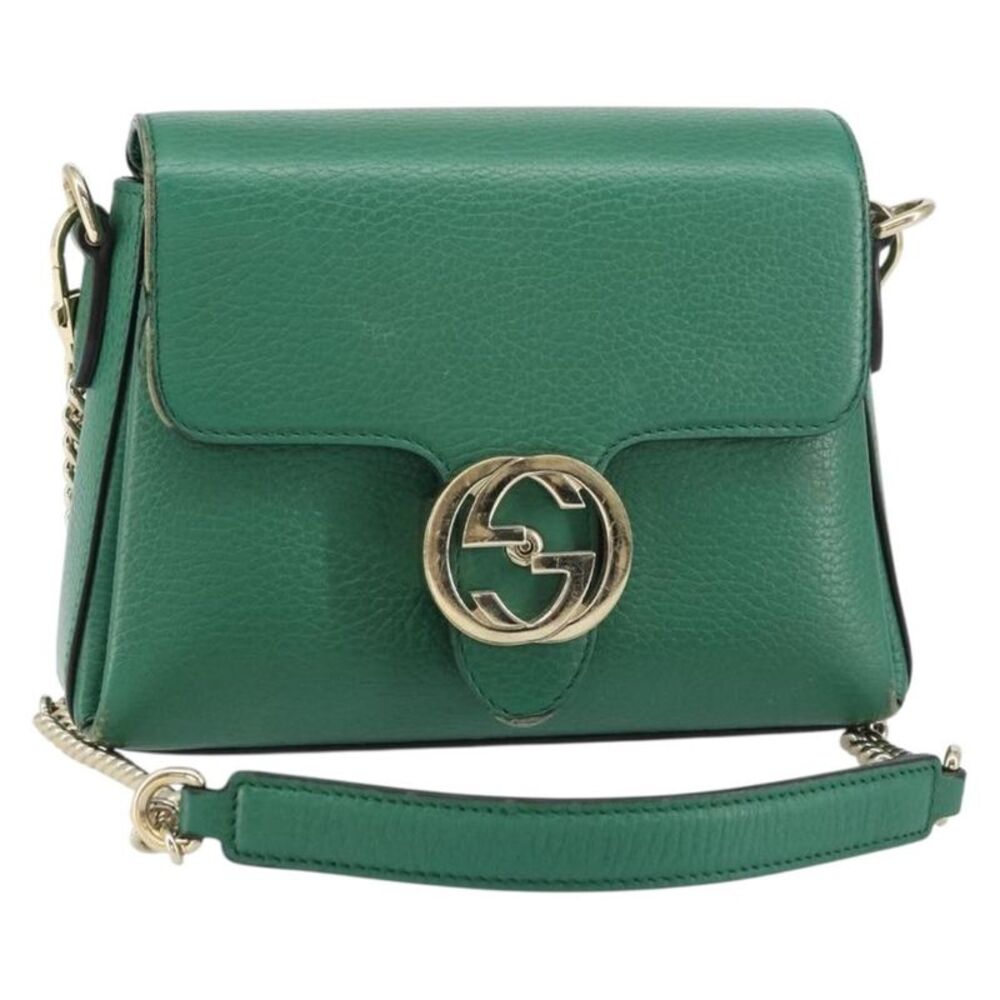 Gucci Interlocking Chain Leather Green Leather Shoulder Bag Bag